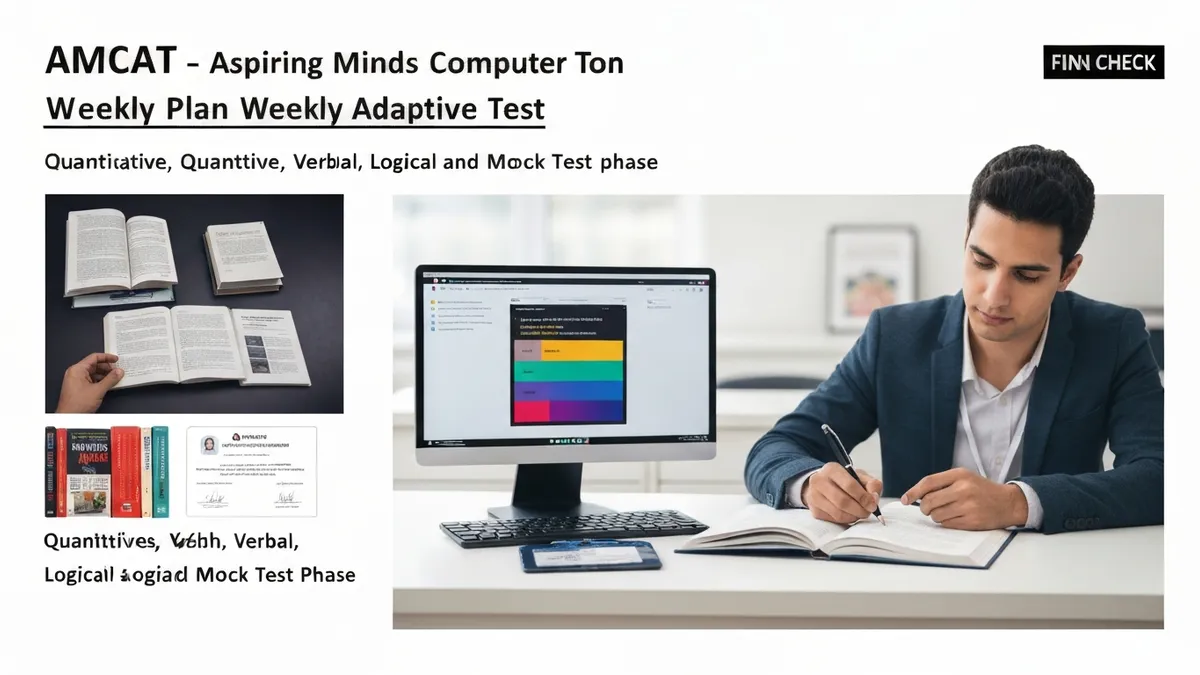 AMCAT 30-day study plan weekly breakdown showing quantitative, verbal, logical and mock test phases
