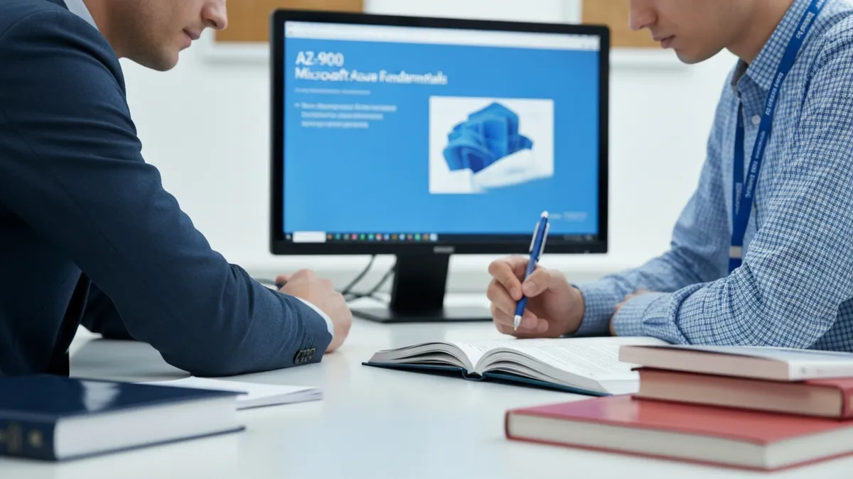 AZ-900 Microsoft Azure Fundamentals exam study guide showing cloud concepts Azure services and governance topics for certification preparation