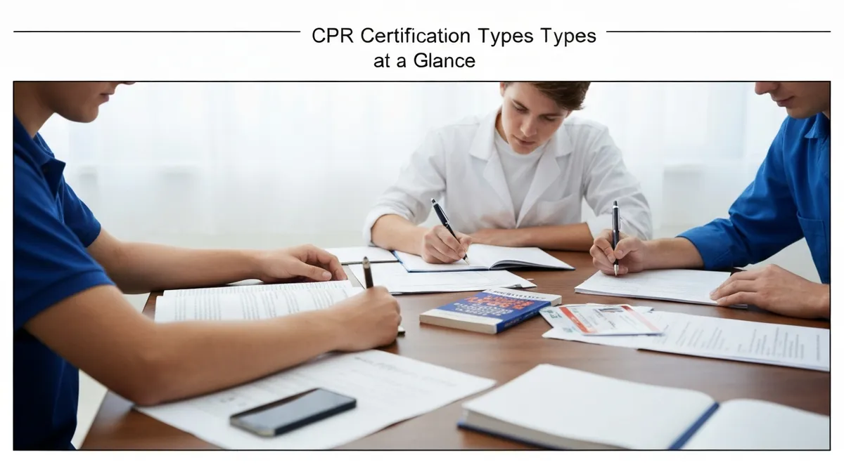 CPR Certification Types at a Glance - CPR Cardiopulmonary Resuscitation Practice certification study resource