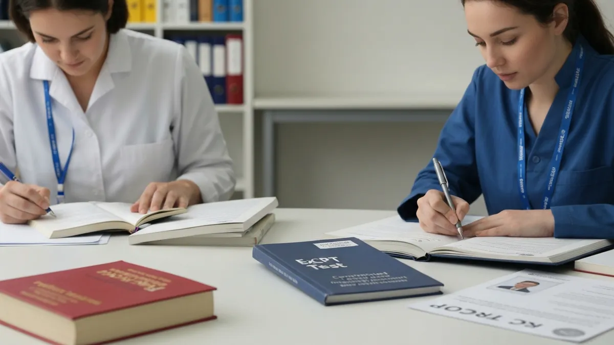 Pharmacy technician passing ExCPT exam to earn CPhT Certified Pharmacy Technician credential for retail or hospital pharmacy employment