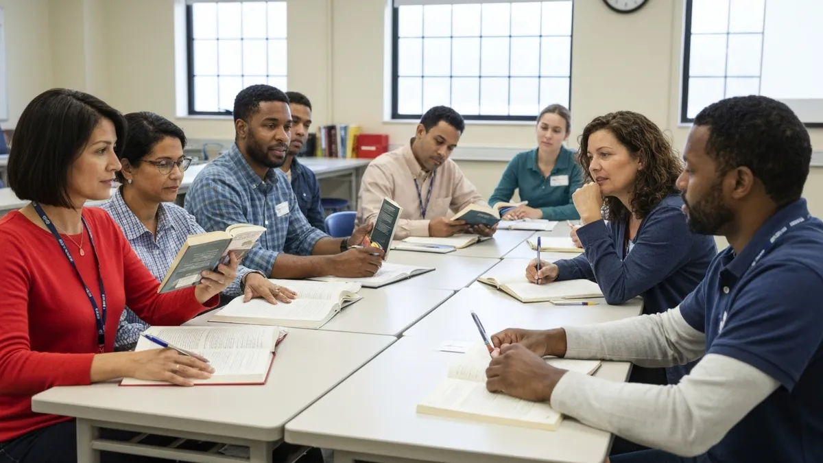 New York City GED testing center at Pearson VUE with adult student completing high school equivalency exam for NYC diploma