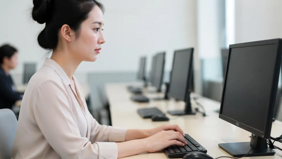 Candidate reviewing IELTS writing task practice alongside GMAT quant problem sets