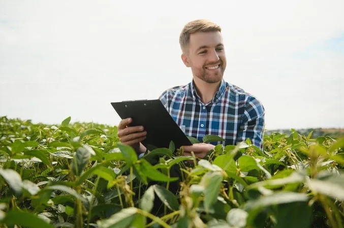 Young Farmer Soybean Fields - Accredited Farm Manager Certification study guide