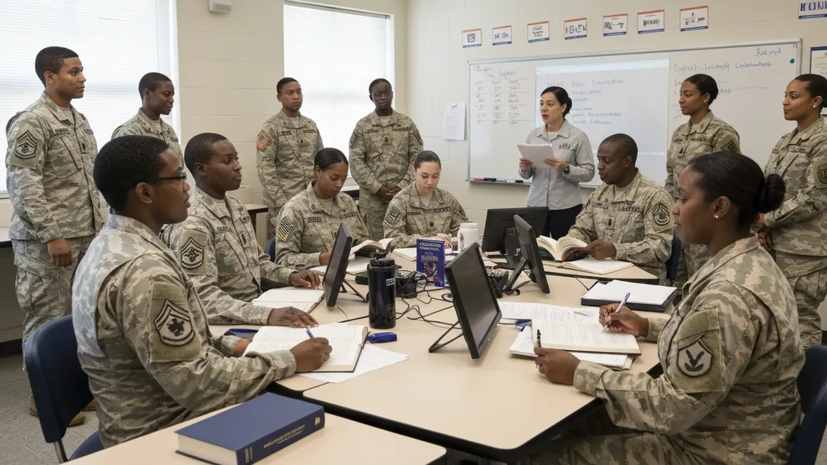 ALCPT test answer sheet with military language training materials showing multiple choice format