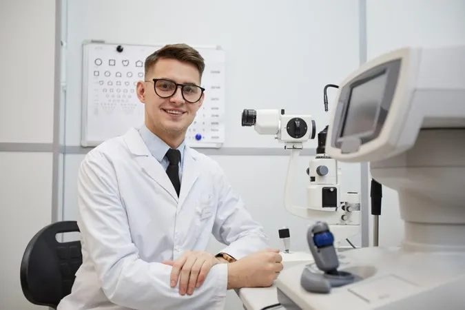 Portrait Male Optometrist Smiling Camera While Posing Workplace By Optic Equipment X - American Orthoptic Council study guide