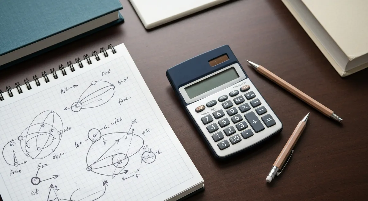 A student's notebook filled with diagrams for AP Physics problem solving, showing forces and orbits.