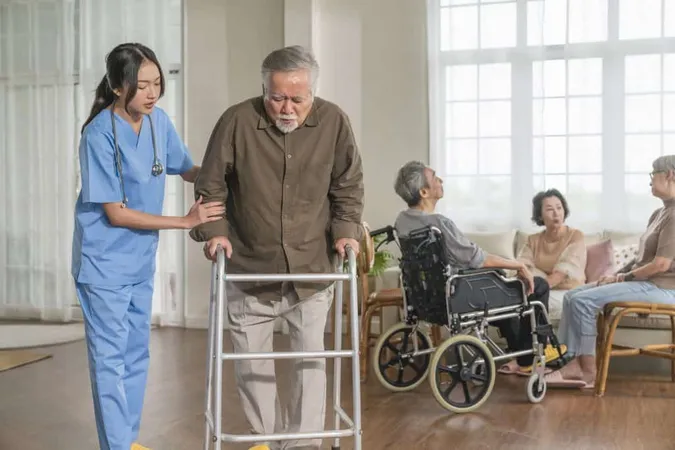 Young Asian Female Nurse Care Giver Helping Asian Senior Old Man With Mobility Walker Living Area Nursing Home Senior Daycare Centernurse Take Care Elderly Patient With Cheerful Concentrate X - ARF (Adult Residential Facility) study guide