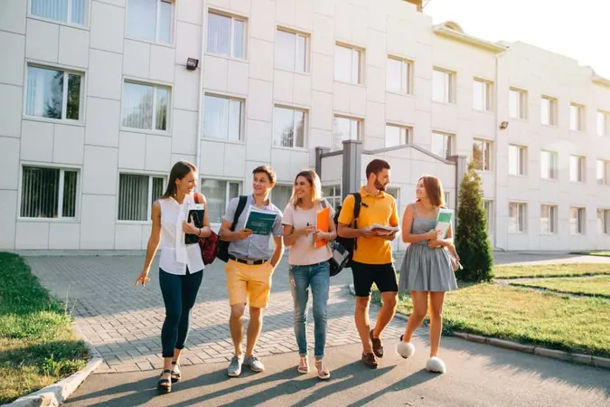 Free Time Students Bachelor S Campus Life Rhythm Five Friendly Students Are Walking X - Academic Selection Entrance Test study guide