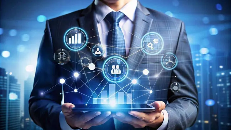 Businessman Holding Tablet With Digital Network Graphs - Azure Network Engineer Associate study guide