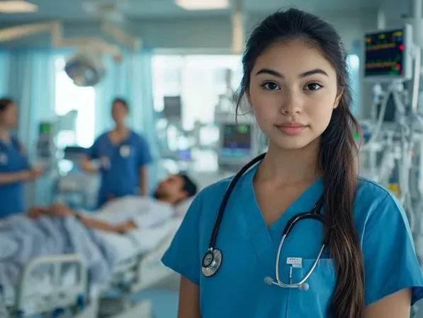 Female Nurse Blue Scrubs Stands - Blog study guide