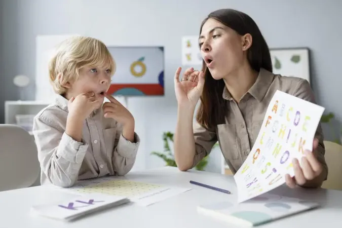 Woman Doing Speech Therapy With 1 1 - Blog study guide