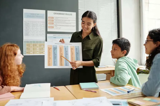 Young Smiling Teacher Pointing D 1 - Blog study guide