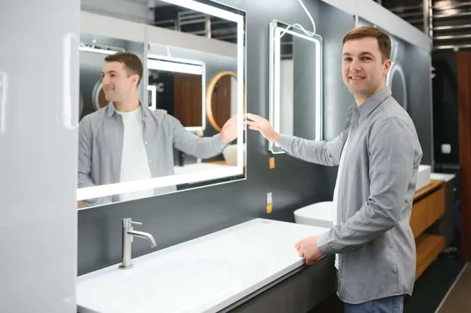 Man Choosing Batgh Sink With Sales Person X - Certified Bathroom Designer study guide