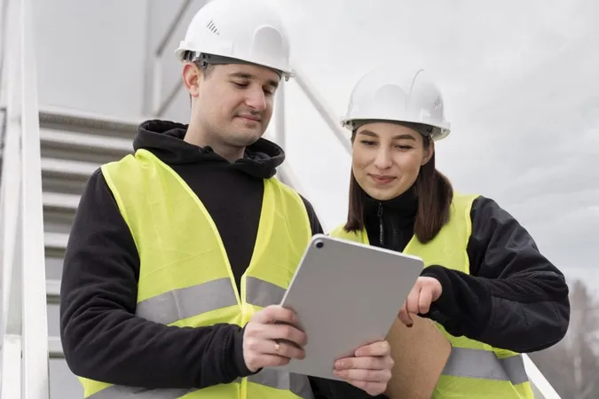 Medium Shot Smiley Engineers With Tablet 1 X - Certified Construction Auditor study guide