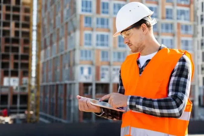 Medium Shot Side View Construction Engineer Using Tablet 1 X - Certified Construction Inspector study guide