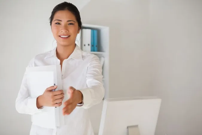 Casual Businesswoman Offering Her Hand X - Certified Care Manager study guide