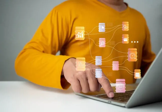 Businessman Use Computers Analyze Business Manage Corporate Data Business Analytics With Charts Metrics Kpis Improve Organizational Performance Marketing Financial Organization Strategy X - Content Delivery Network Certification study guide