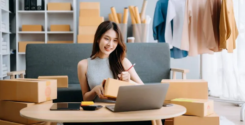 Startup Small Business Sme Entrepreneur Owner Woman Using Smartphone Tablet Taking Receive Checking Online Purchase Shopping Order Preparing Pack Product Box Xa X - Certified Ecommerce Specialist study guide