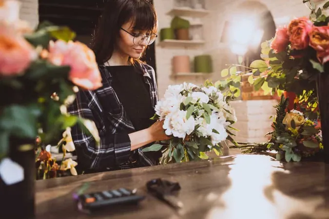 Woman Florist Her Own Floral Shop Taking Care Flowers X - Certified Floral Designer study guide