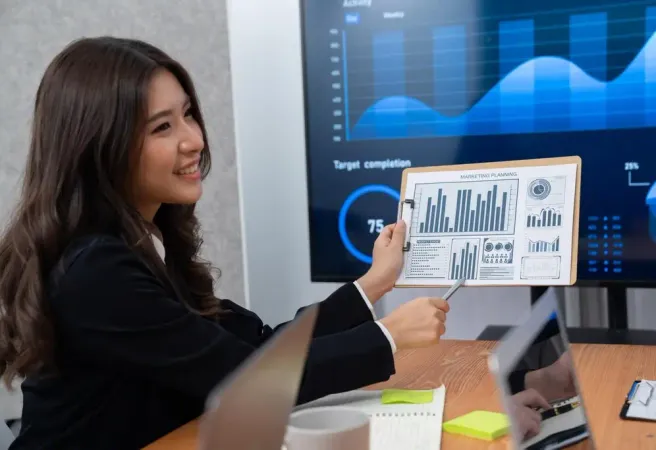 Business Team Financial Data Analysis Meeting Report Paper Harmony Office - Certified Financial Modeler study guide