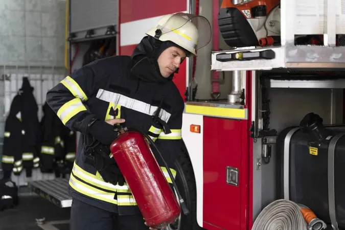 Male Firefighter Station Equipped With Suit Safety Helmet 1 X - Certified Fire Marshal study guide