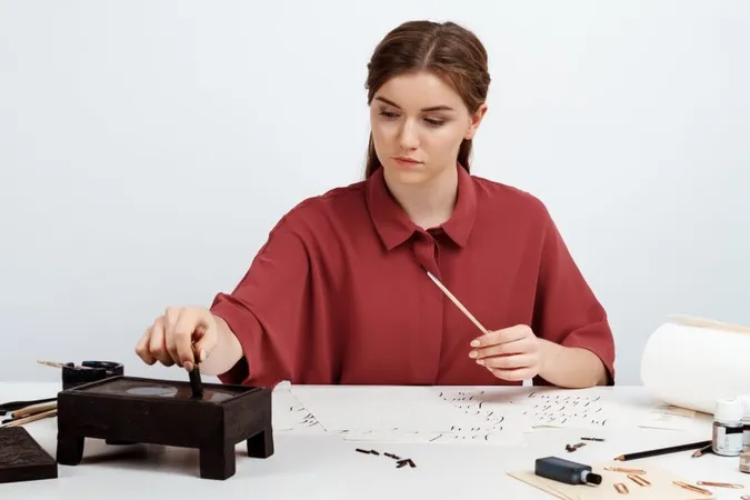 Girl Writing Calligraphy Postcards Art Design X - Certified Handwriting Analyst study guide