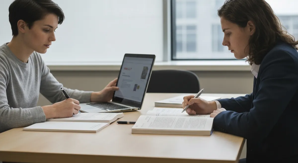 Midsection Man Holding Paper While Sitting Table - Common Law Admission Test study guide