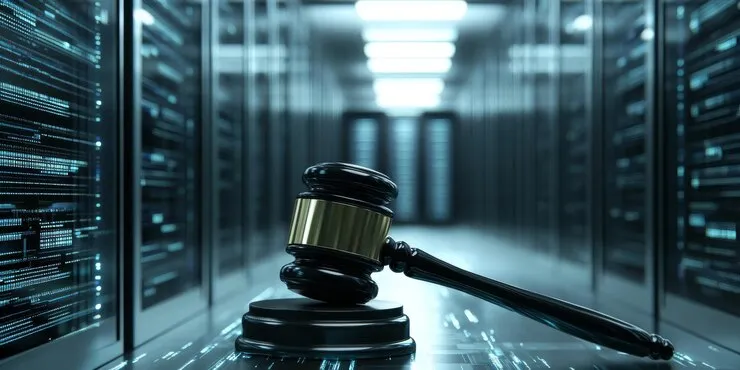 Judicial Gavel Prominently Displayed Within Modern Aienhanced Data Center Environment - Certified Legal Process Server study guide