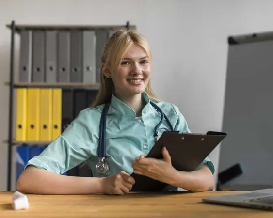 Smiley Female Nurse Office With Notepad Stethoscope 1 X - Certified Medical Administrative Specialist study guide