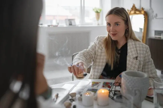 Front View Woman Reading Tarot X - Certified Master Hypnotist study guide