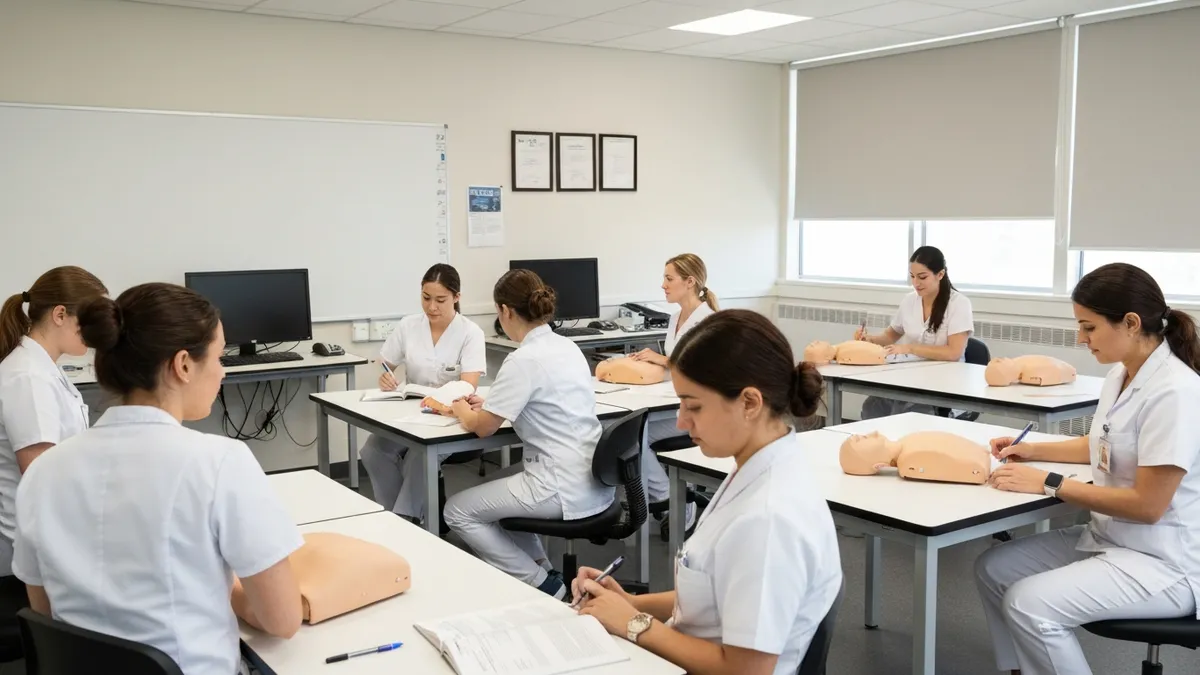 Travel CNA reviewing multi-state liability insurance documents before accepting a new assignment