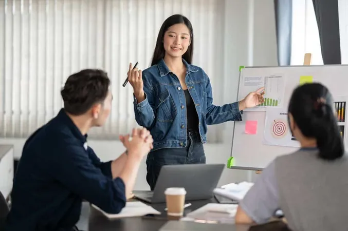 Confident Asian Businesswoman Marketing Assistant Is Presenting Her Project Meeting X - Certified Productivity Coach study guide