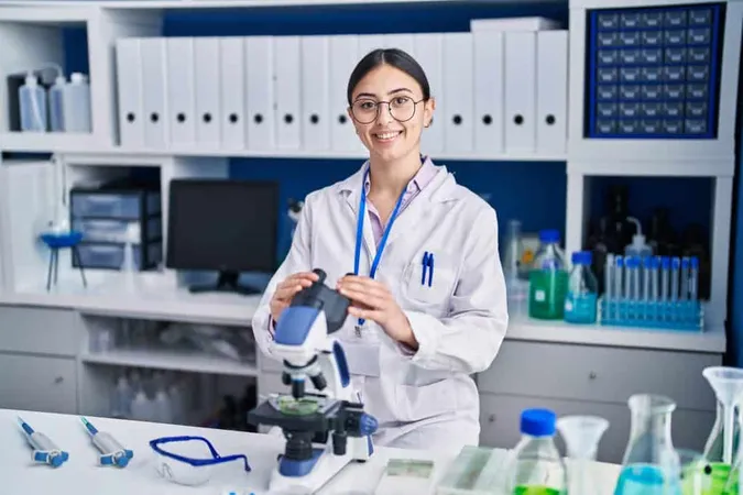 Young Hispanic Woman Scientist Using Microscope Laboratory X - Certified Professional Chemist study guide