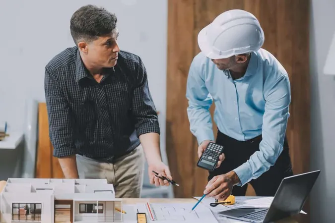 Team Engineers With Draft Plan Building Constructing Site Engineer Work Site Engineer Visit Inspection Site Engineer Inspector Engineer Check Working Site X - Certified Professional Estimator study guide
