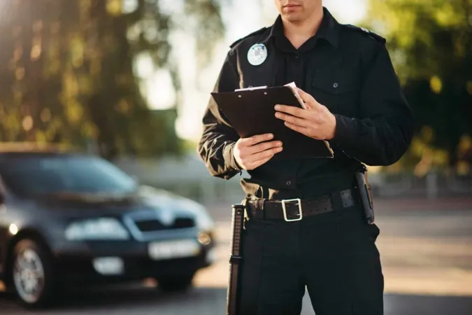 Cop With Notebook Hands Check Car X - Certified Protection Officer study guide