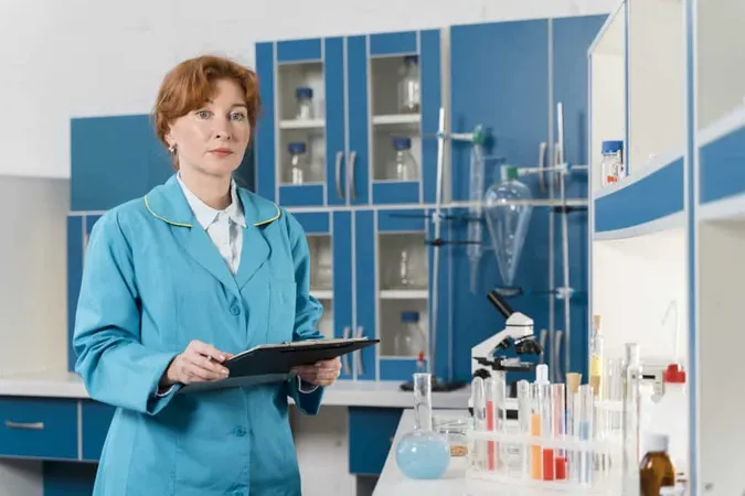 Young Chinese Woman Scientist Using Touchpad Working Laboratory X - Clinical Research Manager Certification study guide