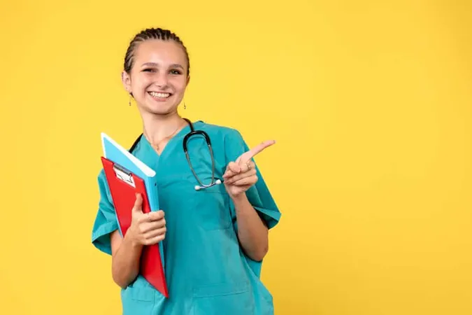 Front View Female Doctor Medical Suit With Different Analysis Yellow Wall X - Certified School Nurse study guide