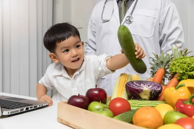 Kid Learning About Nutrition With Doctor Choose Eating Fresh Fruits Vegetables X - Certified Specialist in Pediatric Nutrition study guide