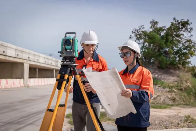 Engineers Surveyor Wearing Safety Uniform Helmet With Equipment Theodolite Measurement Positioni X - Certified Survey Technician study guide