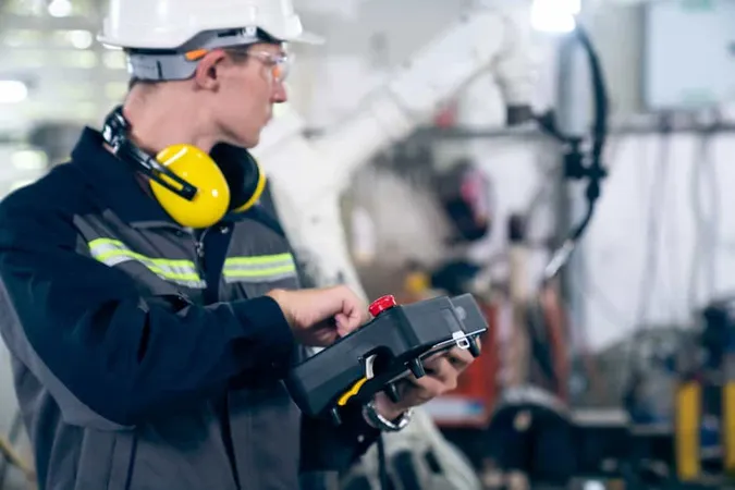 Young Factory Worker Working With Adept Robotic Arm X - Certified Test Conductor study guide