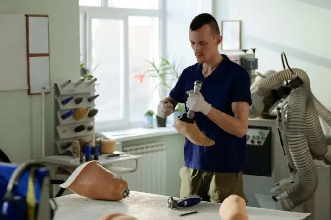 Young Manufactory Worker Fixing Metallic Shaft Plastic Foot Cast X - Certified Orthotic Technician study guide