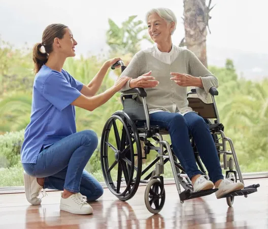 Disability Senior Woman Wheelchair Nurse Have Conversation Talking About Healthcare Assistance Doctor Mature Female Lady Give Medical Advice Discuss Treatment Nursing Home X - Certified Therapeutic Recreation Specialist study guide