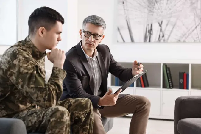 Professional Psychotherapist Working With Military Man Office X - Certified Veterans Advocate study guide