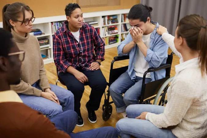 Handicapped Man Crying Support Group X - Direct Support Professional Certification study guide