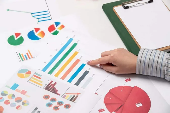 Marketing Business Lady Striped Shirt Office With Computer Pointing With Finger Results X - Fraction Test study guide