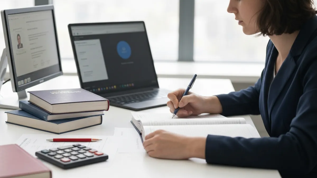 GED student taking a timed practice test on a computer at an adult education learning center