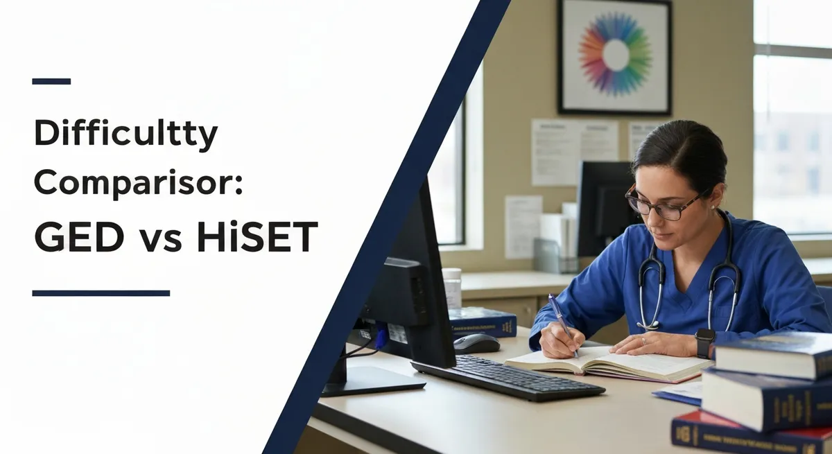 Difficulty Comparison: GED vs Hiset guide - GED - General Educational Development certification study resource