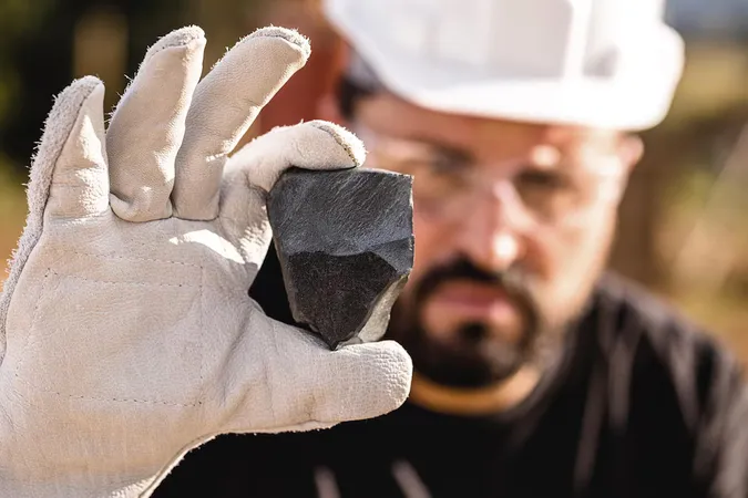 Rough Iron Stone Ferrous Metal Nugget Mined Miner Holding Hematitia Stone Spot Focus - General study guide