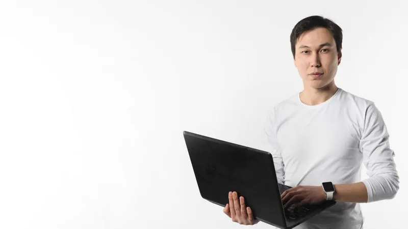 Copy Space Man With Laptop X - GitHub Professional Certificate study guide