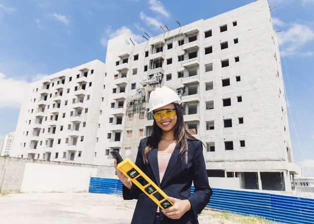 African American Lady Safety Helmet With Smartphone Building Level Near Building Construction X - Healthcare Construction Certification study guide